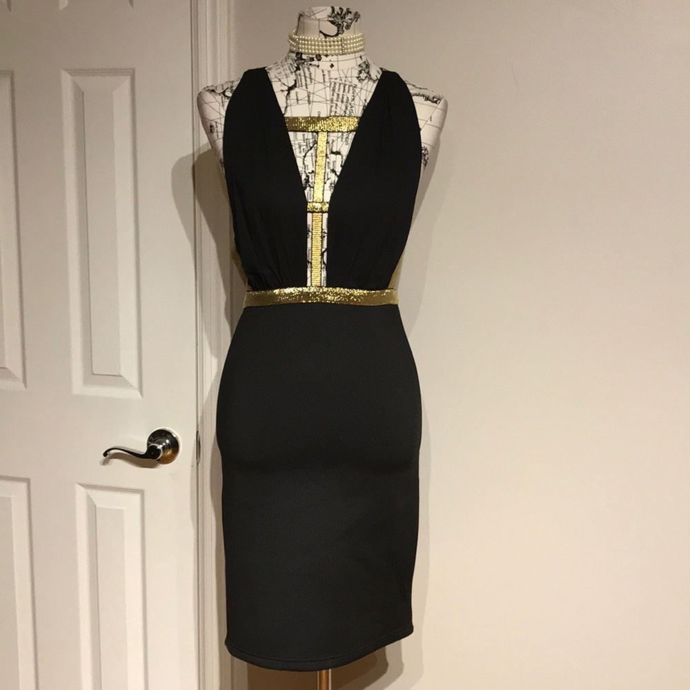✈️NWOT Vintage Y2K pencil Bondage cutout plunge whimsygoth crisscross midi - Picture 3 of 7